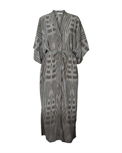Rabens Saloner - Alesandra Ombre Ikat Kimono Kjole - Asphalt Combo